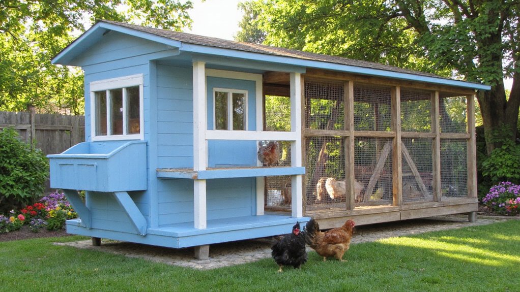spacious coop for chickens