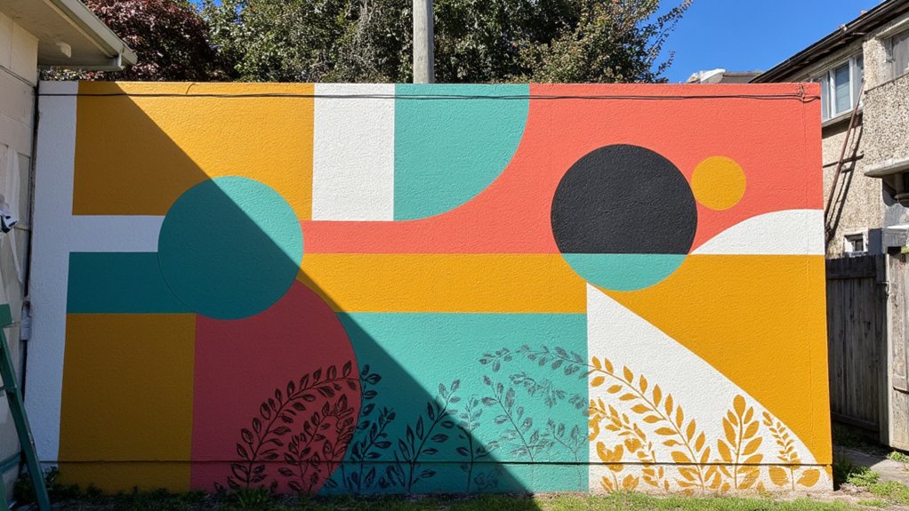 bold geometric mural design