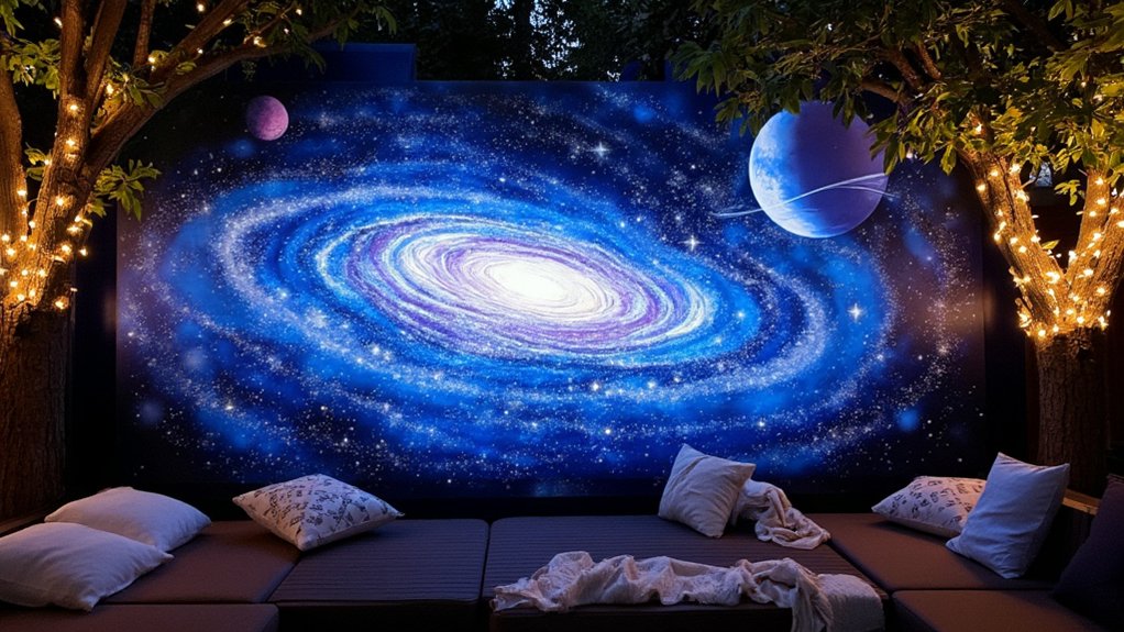 celestial themed backyard mural